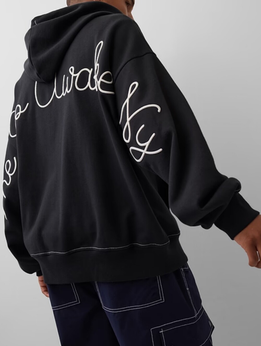 GAP X Awake NY Heavyweight Oversized Logo Zipped Cotton Blend Hoodie Black